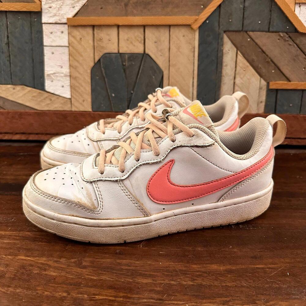 Nike Court Borough Low 2 GS White Coral Chalk Shoes 5Y